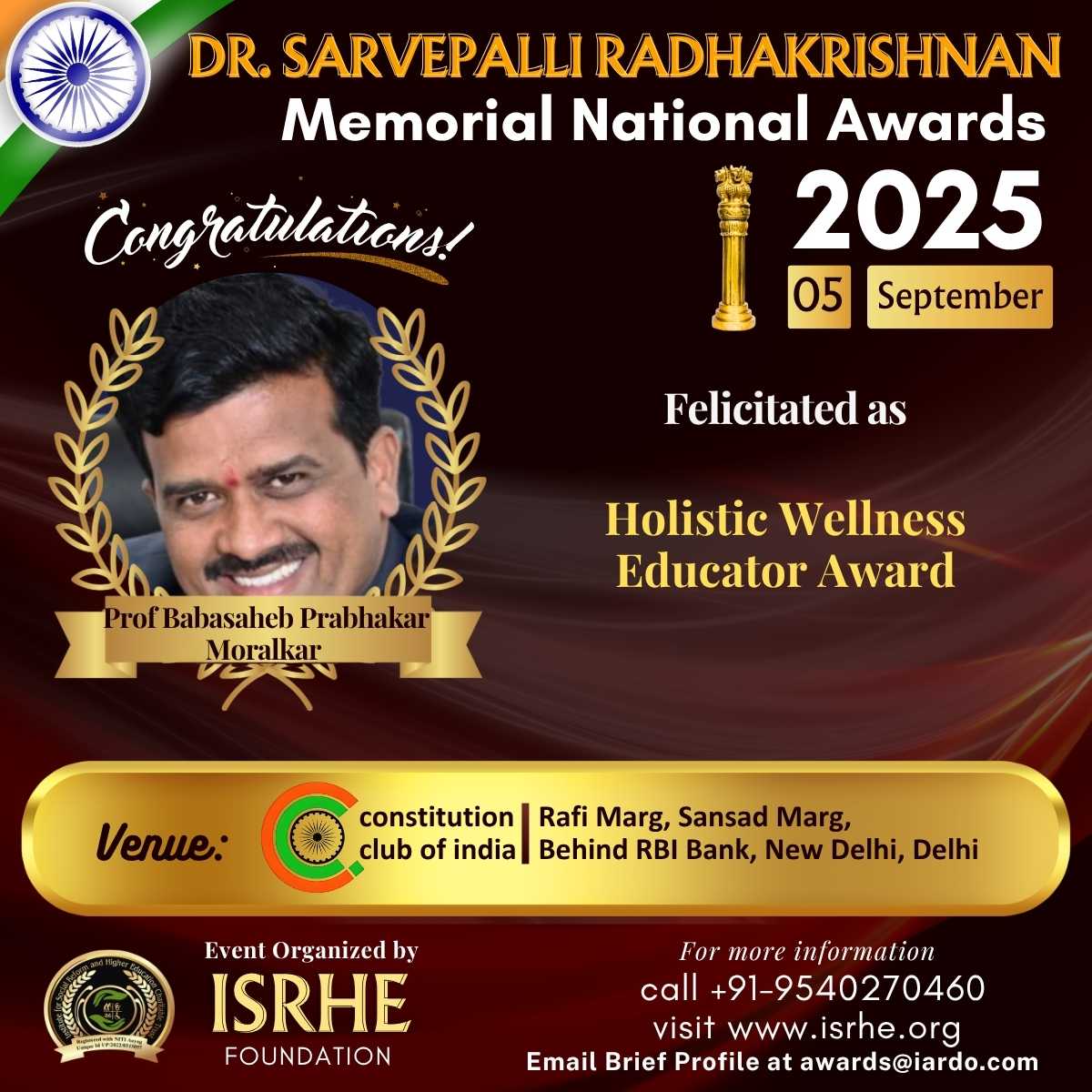 Prof. Babasaheb Prabhakar Moralkar 